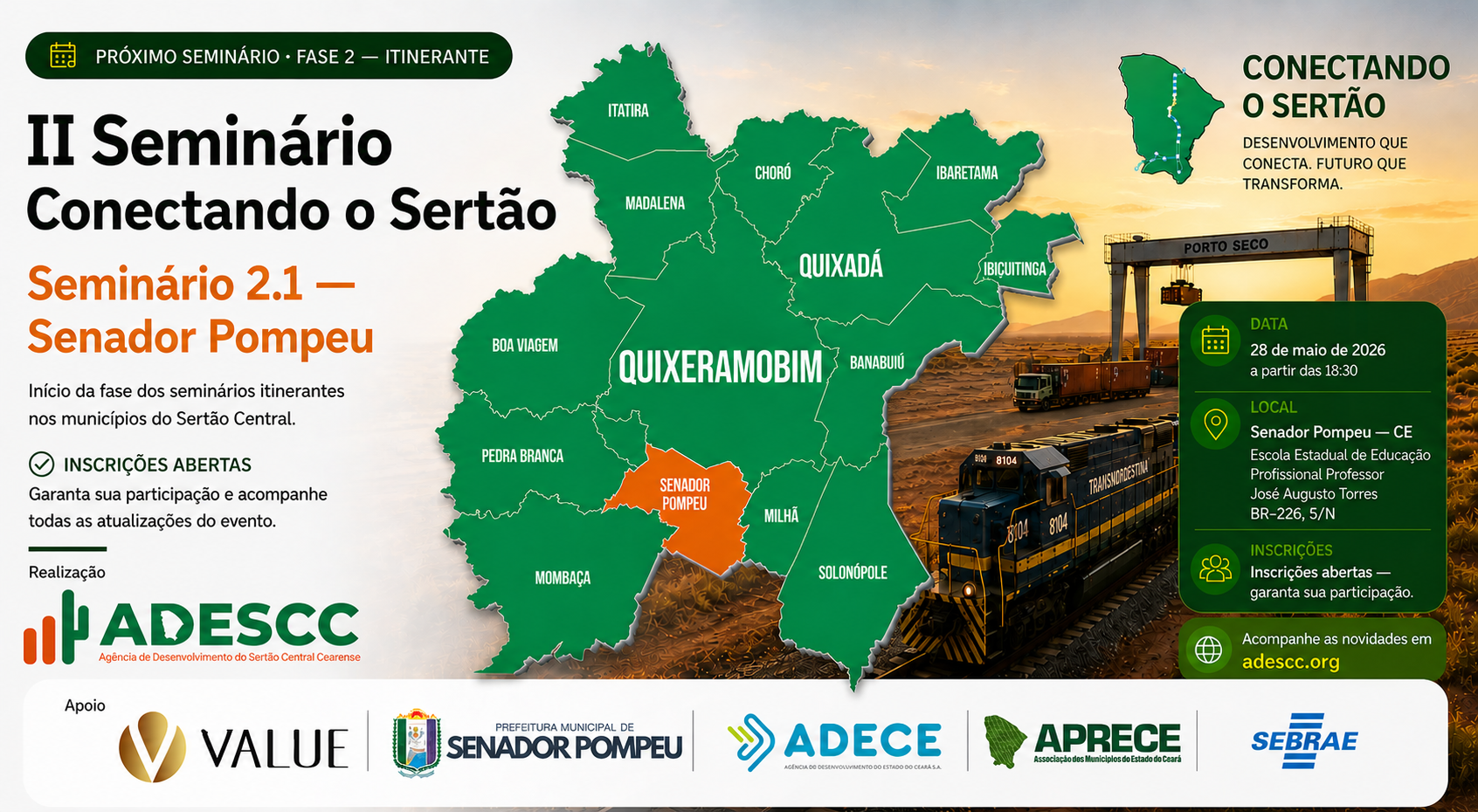 II Seminário Conectando o Sertão — Seminário 2.1 Senador Pompeu, 28 de maio de 2026, a partir das 18h30